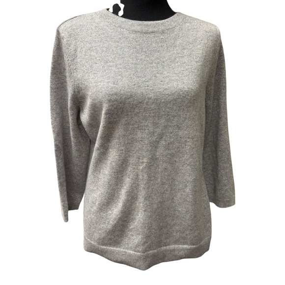 Talbots Sweaters - Talbots Petite Cashmere Metallic Gray Sweater LP Soft Luxe Classic Knit Top